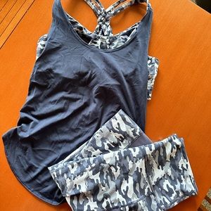 Fabletics Navy Blue Camo Set